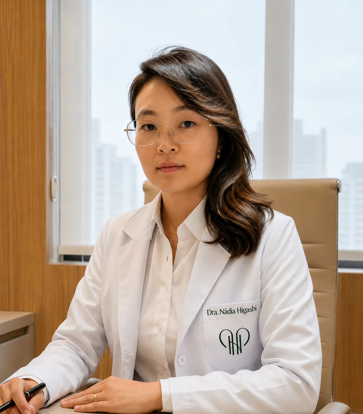 Dra. Nádia Higashi no consultório